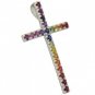 Rainbow Sapphire Religious Crucifix Pendant 18K White Gold (3ct tw) SKU: 1525-18K-WG