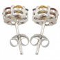 Rainbow Sapphire Earrings Flower Cluster 18K White Gold (2ct tw) SKU: 1617-18K-WG