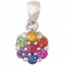 Rainbow Sapphire Flower Cluster Pendant 14K White Gold (1ct tw) SKU: 1616-14K-WG