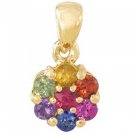 Rainbow Sapphire Flower Cluster Pendant 14K Yellow Gold (1ct tw) SKU: 1616-14K-YG