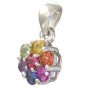 Rainbow Sapphire Flower Cluster Pendant 18K White Gold (1ct tw) SKU: 1616-18K-WG