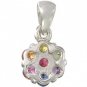 Rainbow Sapphire Flower Cluster Pendant 18K White Gold (1ct tw) SKU: 1616-18K-WG