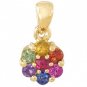 Rainbow Sapphire Flower Cluster Pendant 18K Yellow Gold (1ct tw) SKU: 1616-18K-YG