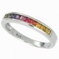 Rainbow Sapphire Half Eternity Band Ring 14K White Gold (3/4ct tw) SKU: 891-14K-WG