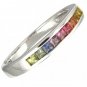 Rainbow Sapphire Half Eternity Band Ring 18K White Gold (3/4ct tw) SKU: 891-18K-WG