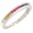 Rainbow Sapphire Half Eternity Band Ring 14K White Gold (1/3ct tw) SKU: 890-14K-WG