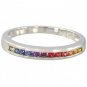 Rainbow Sapphire Half Eternity Band Ring 14K White Gold (1/3ct tw) SKU: 890-14K-WG