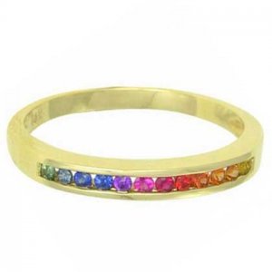Rainbow Sapphire Half Eternity Band Ring 18K Yellow Gold (1/3ct tw) SKU: 890-18K-YG