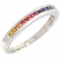 Rainbow Sapphire Half Eternity Band Ring 18K White Gold (1/3ct tw) SKU: 890-18K-WG