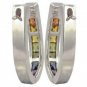 Rainbow Sapphire Earrings J Hoop Huggie 14K White Gold (2ct tw) SKU: 1557-14K-WG