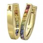 Rainbow Sapphire Earrings J Hoop Huggie 14K Yellow Gold (2ct tw) SKU: 1557-14K-YG