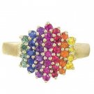 Rainbow Sapphire Engagement Wedding Ring 14K Yellow Gold (1.4ct tw) SKU: 1584-14K-YG