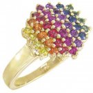 Rainbow Sapphire Engagement Wedding Ring 18K Yellow Gold (1.4ct tw) SKU: 1584-18K-YG