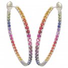Rainbow Sapphire Earrings Hoop Huggie 925 Sterling Silver (7ct tw) SKU: 1492-925