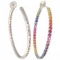 Rainbow Sapphire Earrings Hoop Huggie 14K White Gold (7ct tw) SKU: 1492-14K-WG