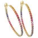 Rainbow Sapphire Earrings Hoop Huggie 14K Yellow Gold (7ct tw) SKU: 1492-14K-YG