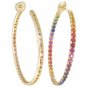 Rainbow Sapphire Earrings Hoop Huggie 14K Yellow Gold (7ct tw) SKU: 1492-14K-YG