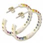 Rainbow Sapphire Earrings Inside Outside 1 Inch Hoop Huggie 14K WG (4ct tw) SKU: 1518-14K-WG