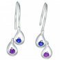 Rainbow Sapphire Journey Earrings 925 Sterling Silver (1/2ct tw) SKU: 393-925