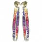 Rainbow Sapphire Earrings Channel Set Hoop Huggie 925 Sterling Silver (8.8ct tw) SKU: 1545-925