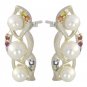 Rainbow Sapphire & Pearl Antique Style Earring 925 Sterling Silver (1/2ct tw) SKU: 1453-925