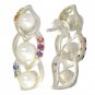 Rainbow Sapphire & Pearl Antique Style Earring 925 Sterling Silver (1/2ct tw) SKU: 1453-925