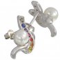Rainbow Sapphire & Pearl Classic Earring 925 Sterling Silver (1/2ct tw) SKU: 1605-925