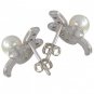 Rainbow Sapphire & Pearl Classic Earrings 14K White Gold (1/2ct tw) SKU: 1605-14K-WG