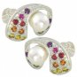 Rainbow Sapphire & Pearl Majestic Queens Earring 925 Sterling Silver (3/4ct tw) SKU: 1469-925