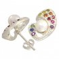 Rainbow Sapphire & Pearl Majestic Queens Earring 925 Sterling Silver (3/4ct tw) SKU: 1469-925