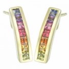 Rainbow Sapphire Earrings Hoop Huggie 14K Yellow Gold (1ct tw) SKU: 888-14K-YG