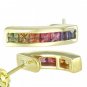 Rainbow Sapphire Earrings Hoop Huggie 14K Yellow Gold (1ct tw) SKU: 888-14K-YG