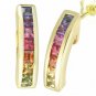 Rainbow Sapphire Earrings Hoop Huggie 14K Yellow Gold (1ct tw) SKU: 888-14K-YG