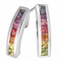Rainbow Sapphire Earrings Hoop Huggie 18K White Gold (1ct tw) SKU: 888-18K-WG