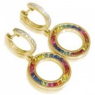 Rainbow Sapphire & Diamond Huggie Earrings 14K Yellow Gold (2.5ct tw) SKU: 424-14K-YG