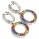 Rainbow Sapphire & Diamond Huggie Earrings 14K White Gold (2.5ct tw) SKU: 424-14K-WG