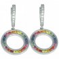 Rainbow Sapphire & Diamond Huggie Earrings 14K White Gold (2.5ct tw) SKU: 424-14K-WG