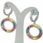 Rainbow Sapphire & Diamond Huggie Earrings 14K White Gold (2.5ct tw) SKU: 424-14K-WG