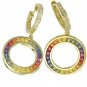 Rainbow Sapphire & Diamond Circle Huggie Earrings 14K YG (4.04ct tw) SKU: 1090-14K-YG