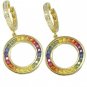 Rainbow Sapphire & Diamond Circle Huggie Earrings 14K YG (4.04ct tw) SKU: 1090-14K-YG
