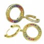 Rainbow Sapphire & Diamond Circle Huggie Earrings 14K YG (4.04ct tw) SKU: 1090-14K-YG