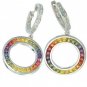 Rainbow Sapphire & Diamond Circle Huggie Earrings 14K WG (4.04ct tw) SKU: 1090-14K-WG