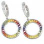 Rainbow Sapphire & Diamond Circle Huggie Earrings 14K WG (4.04ct tw) SKU: 1090-14K-WG