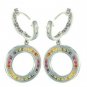 Rainbow Sapphire & Diamond Circle Huggie Earrings 14K WG (4.04ct tw) SKU: 1090-14K-WG