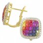 Rainbow Sapphire & Diamond Invisible Set Earrings 14K Yellow Gold (4.5ct tw) SKU: 430-14K-YG