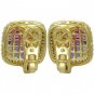 Rainbow Sapphire & Diamond Invisible Set Earrings 14K Yellow Gold (4.5ct tw) SKU: 430-14K-YG
