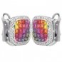 Rainbow Sapphire & Diamond Invisible Set Earrings 14K White Gold (4.5ct tw) SKU: 430-14K-WG