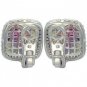 Rainbow Sapphire & Diamond Invisible Set Earrings 14K White Gold (4.5ct tw) SKU: 430-14K-WG