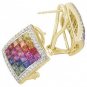 Rainbow Sapphire & Diamond Invisible Set Earrings 14K Yellow Gold (5.5ct tw) SKU: 428-14K-YG