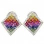 Rainbow Sapphire & Diamond Invisible Set Earrings 14K White Gold (5.5ct tw) SKU: 428-14K-WG